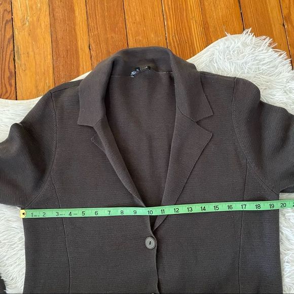 EILEEN FISHER Gray V-Neck Silk Blend Knit Button Down Sweater Blazer Jacket - Picture 3 of 7